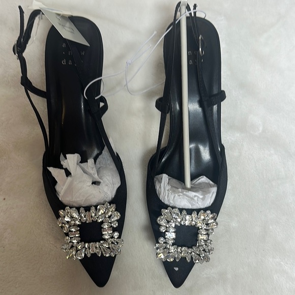 A New Day Black Heels with Crystal Accents - Picture 1 of 11